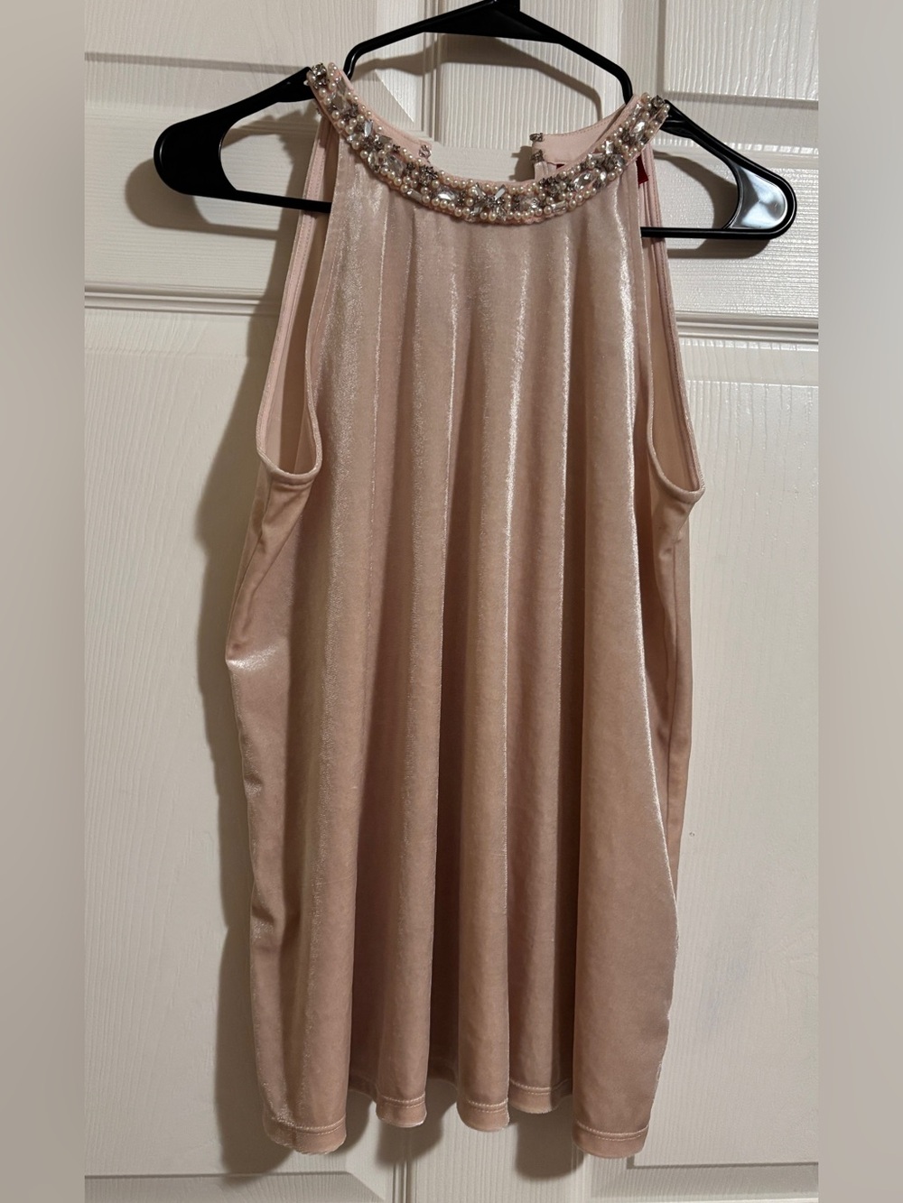 Jennifer Lopez Blush Satin Halter Top with Satin Tag Detail